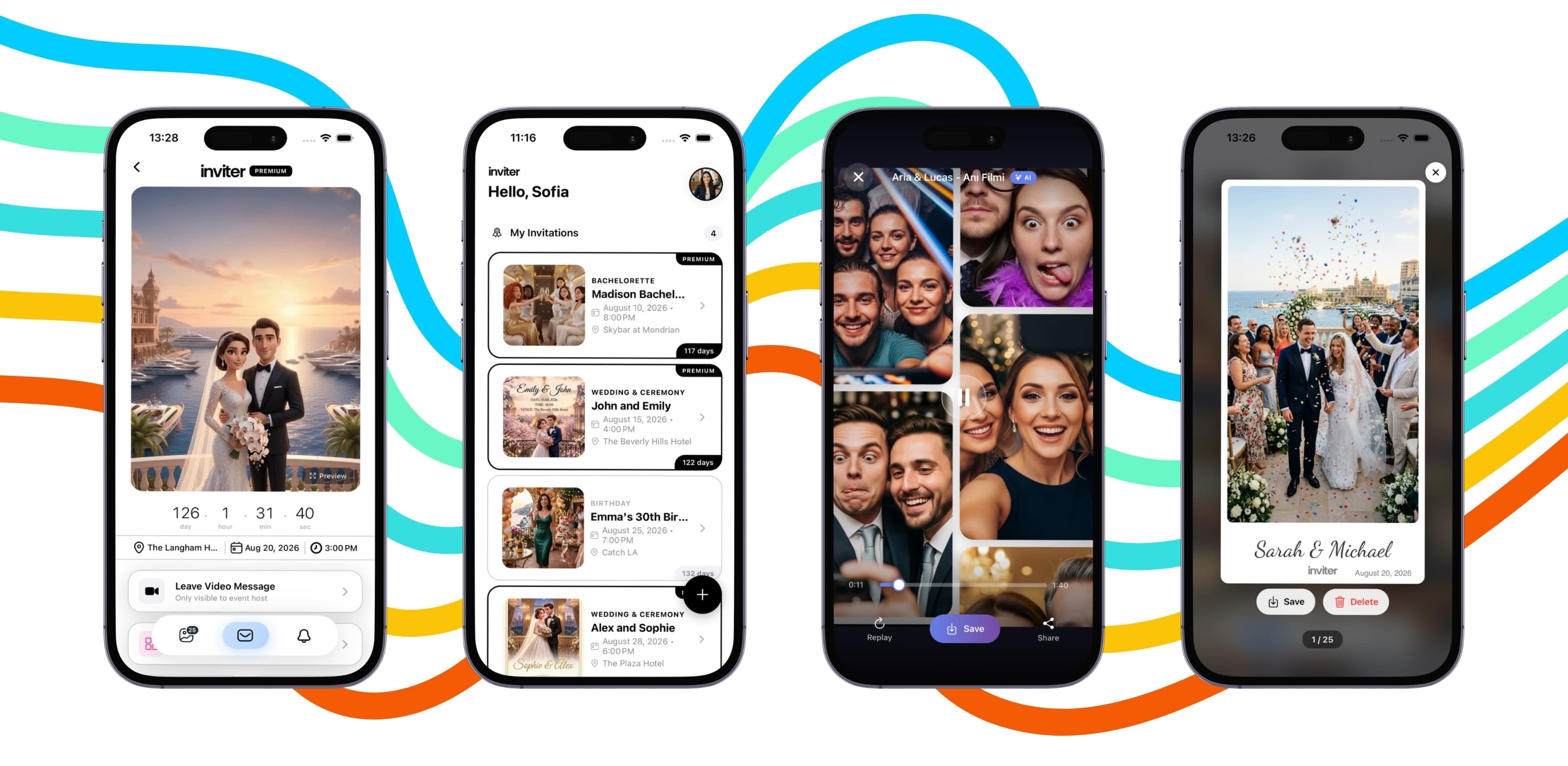 Inviter app — phones showcase